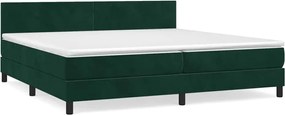 vidaXL Pat box spring cu saltea, verde închis, 200x200 cm, catifea