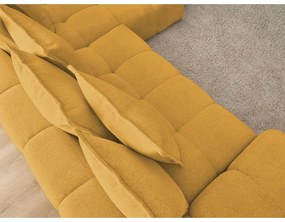 Colțar galben muștar extensibil/cu spațiu de depozitare cu tapițerie din chenille (cu colț pe partea dreaptă/cu șezlong) Everest – Bobochic Paris