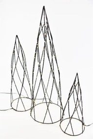 Set de piramide metalice, 154 LED-uri, alb cald.