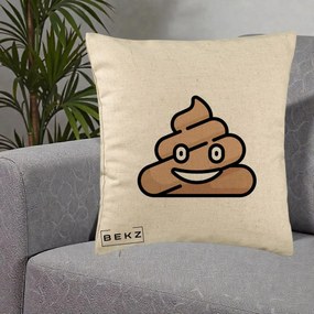 Perna Decorativa Emoji Poop Funny, 40x40 cm, Bej, Husa Detasabila, Perna Inclusa, BEKZ®