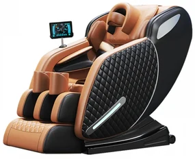 Fotoliu masaj IGNIUS, AI Voice, Incalzire, Bluetooth, Tableta ecran tactil color, Zero Gravity, 2 Boxe, Moduri Automate, Reglarea intensității masajului, Piele PU Premium, Portocaliu