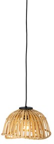 Lampă suspendată orientală neagră cu bambus natural 30 cm - Pua