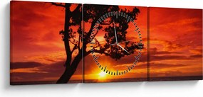 Tablou - Apus de soare (cu ceas) (90x30 cm)