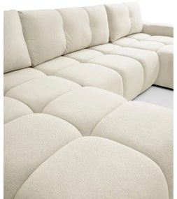 Colțar extensibil tapițat ALMADA, în formă de U, cu spațiu de depozitare, bej