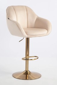 HR2055W Scaun Crem din Catifea cu Bază Aurie