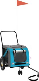 vidaXL Remorcă bicicletă animale companie, albastru/negru, oxford/fier