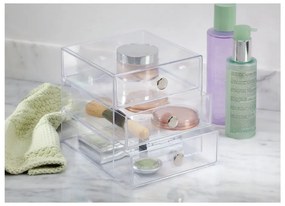 Organizator transparent cu 3 sertare InderDesign Drawers, înălțime 16,5 cm