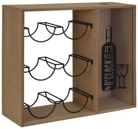 443300 H&S Collection Raft pentru 6 sticle de vin, maro și negru, metal