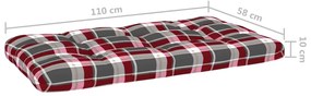 Canapea de mijloc de gradina din paleti, alb, lemn pin tratat model rosu carouri, canapea de mijloc, Alb, 1