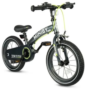 QPlay - Bicicletă pentru copii 14" MINIBY 3în1 gri