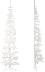 Jumatate brad de Craciun subtire cu suport, alb, 240 cm 1, Alb, 240 cm