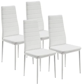 Juskys Set 4 scaune de sufragerie Loja - alb