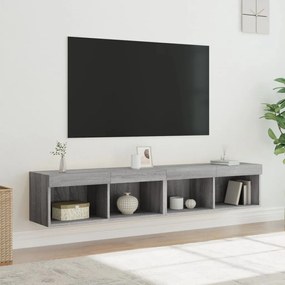 837152 vidaXL Comode TV cu lumini LED, 2 buc., gri sonoma, 80x30x30 cm