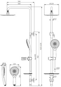 Set de duș BATH DELUXE 31-120-02-02-00 MARTOFTE negru mat