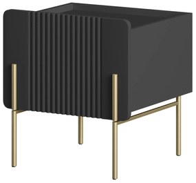 Noptieră Malmi 45 cm cu sertar - negru mat / picioare aurii