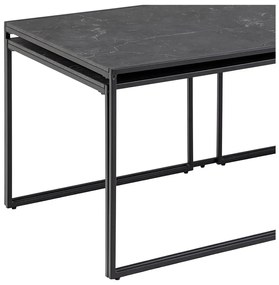 Măsuțe de cafea negru-mat 3 buc. cu blat cu aspect de marmură 60x120 cm Infinity – Actona