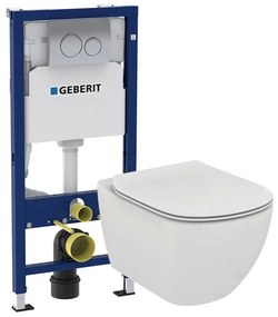 Set vas wc suspendat Ideal Standard Tesi AquaBlade cu capac softlcose clapeta si rezervor Geberit Duofix Delta