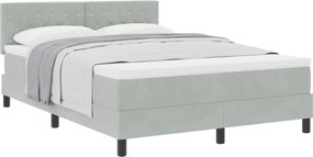 vidaXL Pat cu arcuri cu saltea Gri deschis 160 x 200 cm Catifea