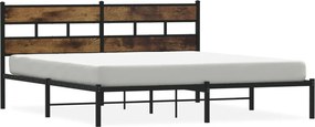 vidaXL Cadru de pat metalic fără saltea, stejar fumuriu, 193x203 cm