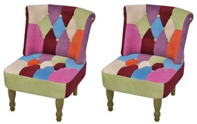 Fotolii franțuzești, 2 buc., model mozaic, material textil