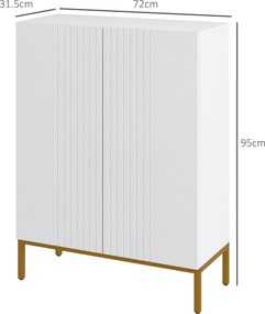 HOMCOM Dulap Îngust pentru Pantofi, Dulap Subțire pentru Depozitarea Pantofilor cu Rafturi Reglabile, 95x72x31.5 cm, Alb | Aosom Romania