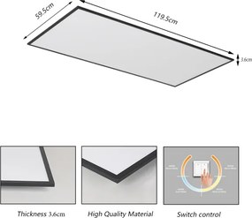Brilagi - Plafonieră LED SLIMFRAME 80W/230V, 120x60 cm, 3000/4000/6000K, negru
