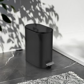 Coș de gunoi negru mat cu pedală din oțel 5 l Collungo – Wenko