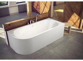 Cada baie asimetrica alba, acril, 170 x 75 cm, orientare dreapta, Besco Avita 1700x750 mm, Dreapta