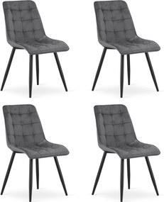 Set 4 Scaune Bucatarie/Dining Spirit Catifea Gri Inchis