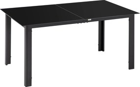 Outsunny Masă de Grădină cu Blat din Sticlă Temperată 150x90 cm pentru 6 Persoane, Masă de Luat Prânzul din Aluminiu pentru Exterior, Patio, Terasă, Balcon, Negru | Aosom Romania