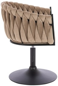 HR750N Scaun Latte din Catifea cu Bază Neagră