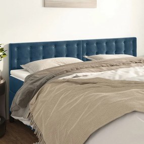 346514 vidaXL Tăblii de pat, 2 buc, albastru închis, 90x5x78/88 cm, catifea