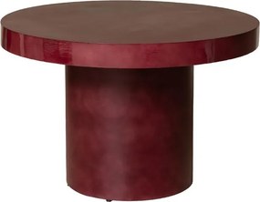 Masă de dining rotundă din metal, cu margine lăcuită și picior central cilindric, roșu cărămiziu, finisaj lucios, 120×77 cm, „Amarante"