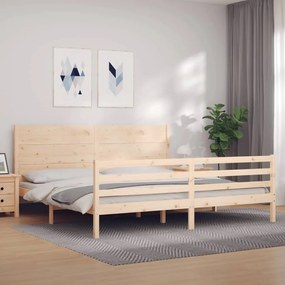 3194656 vidaXL Cadru pat cu tăblie 200x200 cm, lemn masiv de pin
