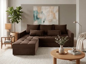 Canapea coltar extensibil ZENOVA 220 x 140 cm, reversibila – maro