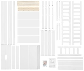Patut Marli 90 x 200 cm cu 2 sertare si grilaj cu lamele - alb