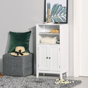 Kleankin Dulap Baie cu Rafturi Reglabile, Design Rezistent la Umiditate și Anti-Inclinare, 50x30x93 cm, Alb | Aosom Romania