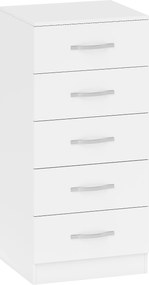 HOMCOM Comodă cu 5 Sertare, Design Modern, Slim, cu Mânere Argintii, Ideală pentru Dormitor, Cameră, Hol sau Living, Dimensiuni 40x35x85 cm, Alb | Aosom Romania