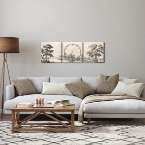 Tablou - Vintage peisaj desen peisaj (cu ceas) (90x30 cm)