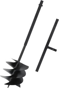 vidaXL Burghiu de pământ cu mâner, negru, 250 mm, oțel