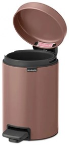 Cos de gunoi cu pedala Brabantia NewIcon 1008837, 3 L, Inchidere lina, Baza antiderapanta, Finisaj satinat, Maro