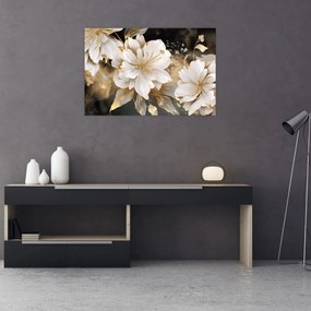 Tablou - Flori în aur (90x60 cm)