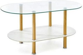 Masuta DUCAT, transparent/auriu, sticla/otel, 100x50x51 cm
