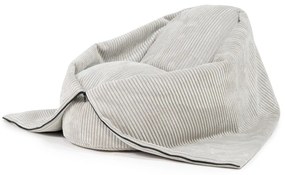 Fotoliu puf pentru copii crem cu tapițerie din catifea reiată Cocoon 80 – SLOWDOWN