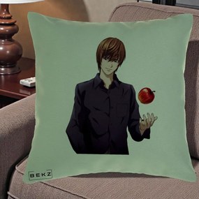 Perna Personalizata Death Note Light Yagami cu Mar, 40x40 cm, Verde, Husa Detasabila, Perna Inclusa, BEKZ®
