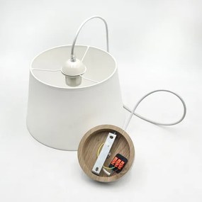 Lustră suspendată pe cablu AIDA 1xE27/60W/230V Ø 25 cm stejar/alb