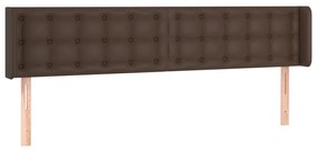Tablie de pat cu aripioare maro 163x16x78 88 cm piele ecologica 1, Maro, 163 x 16 x 78 88 cm