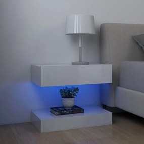 3079692 vidaXL Noptiere, 2 buc., alb extralucios, 60x35 cm, lemn prelucrat