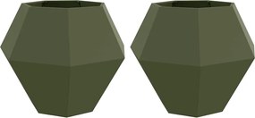 vidaXL Jardinieră 2 pcs Verde măsliniu 100 x 100 x 80 cm Oțel