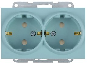 Priza dubla cu impamantare, protectie copii, 16A, IP20, Turcoaz, Panasonic Karre Plus 55 Soft Touch